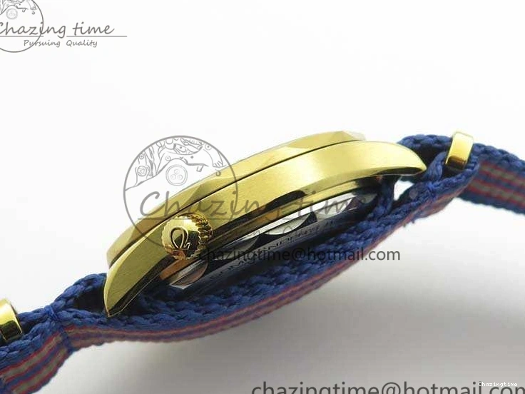 0327 Modern Seamaster 300M 007 YG URF 1:1 Best Edition White Dial Ceramic Bezel On Nylon Strap A 8115